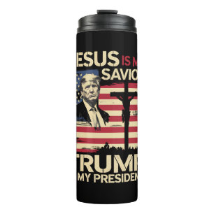 Jesus ist mein Erlöser Trump ist mein Präsident US Thermosbecher