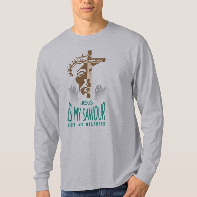 Jesus ist mein Erretter | Langschläfer T-Shirt (Vorderseite)
