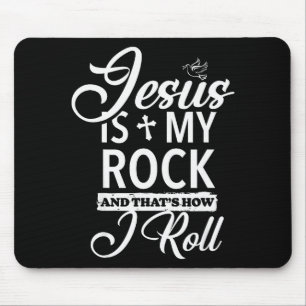 Jesus ist mein Fels und so rolle ich Lustig Reli Mousepad