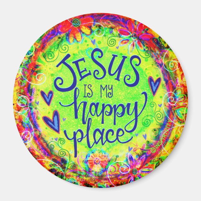 Jesus ist mein glücklicher Ort Inspirivity Religio Magnet (Vorne)