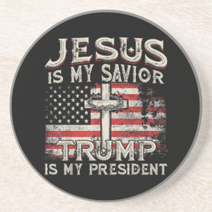 Jesus Ist Mein Heiland Trump Ist Mein Präsident Am Getränkeuntersetzer