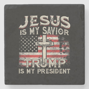 Jesus Ist Mein Heiland Trump Ist Mein Präsident Am Steinuntersetzer