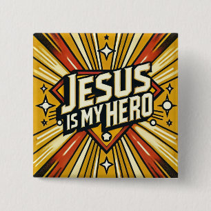 Jesus ist mein Held Button