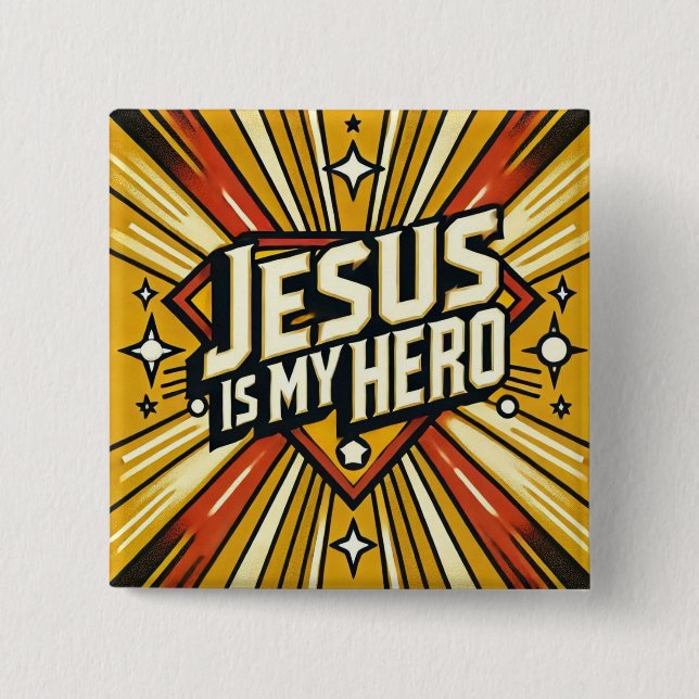 Jesus ist mein Held Button (Vorderseite)