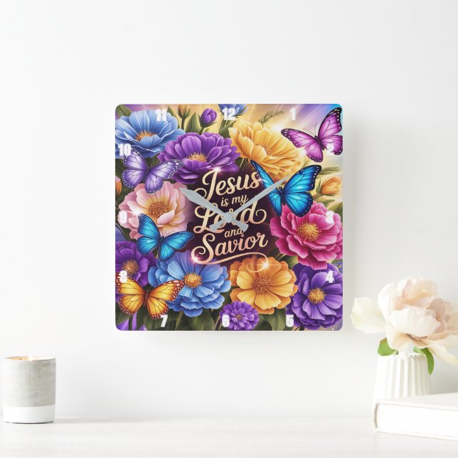 Jesus ist mein Herr und Erretter Quadratische Wanduhr (Zuhause)