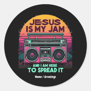 Jesus ist mein Jam und ich bin hier, um seinen Gla Runder Aufkleber