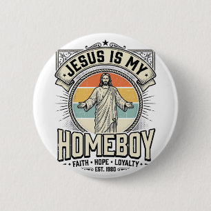 Jesus ist mein Kumpel Vintage religiöses Shirt Button