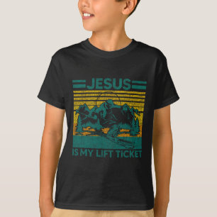 Jesus ist mein Lift-Ticket Lustiger Skifahrer Chri T-Shirt