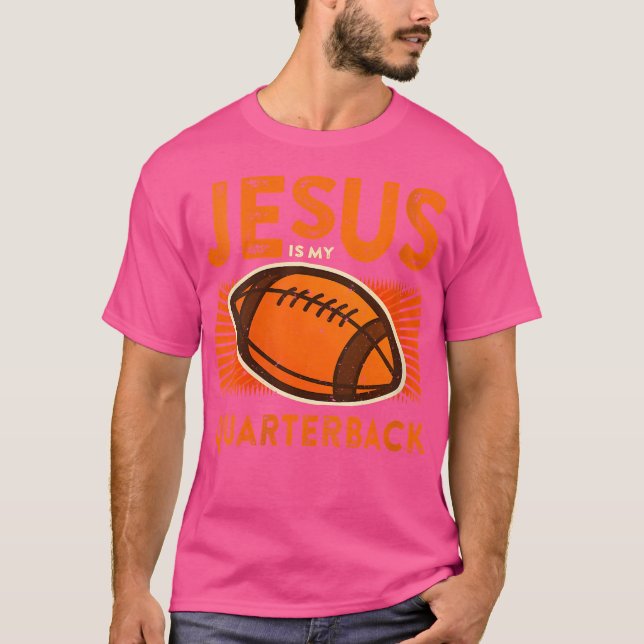 Jesus ist mein Quarterback Christlich Football T-Shirt (Vorderseite)