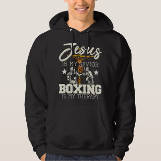 Jesus ist mein Retter Boxing ist meine Therapie -  Hoodie