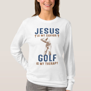 Jesus ist mein Retter Golf ist Meine Therapie Funn T-Shirt