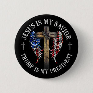 Jesus ist mein Retter Trump ist mein Präsident 202 Button