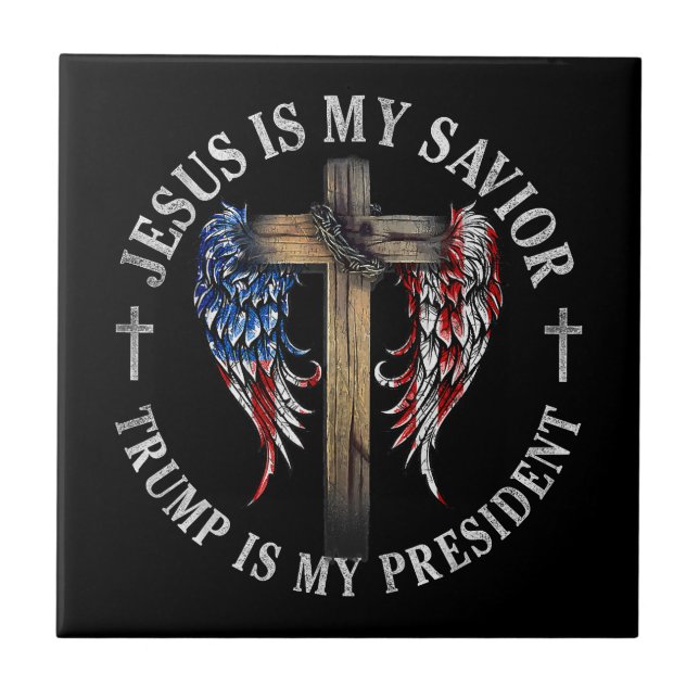 Jesus ist mein Retter Trump ist mein Präsident 202 Fliese (Vorderseite)
