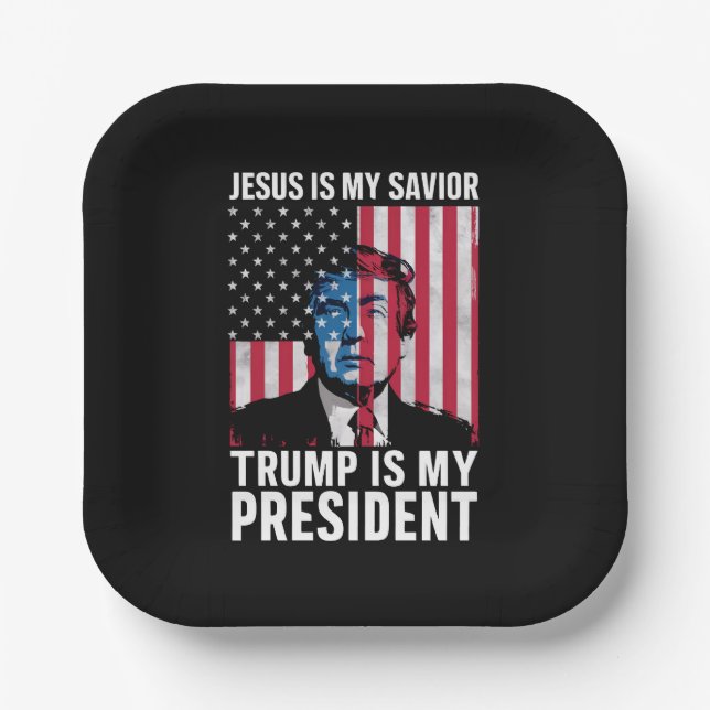 Jesus ist mein Retter Trump ist mein Präsident 202 Pappteller (Vorderseite)