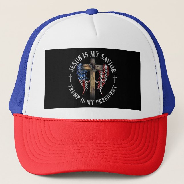 Jesus ist mein Retter Trump ist mein Präsident 202 Truckerkappe (Vorderseite)