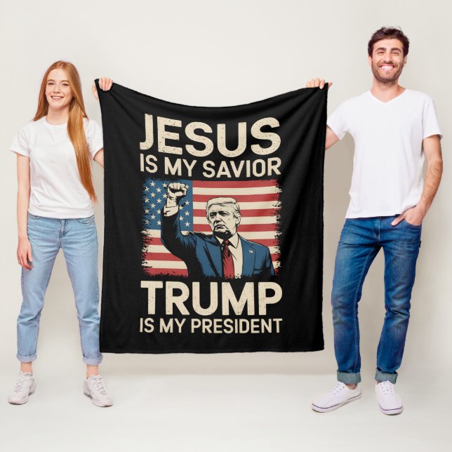 Jesus ist mein Retter Trump ist mein Präsident 47  Fleecedecke (Beispiel)