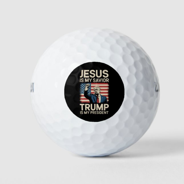 Jesus ist mein Retter Trump ist mein Präsident 47  Golfball (Vorderseite)