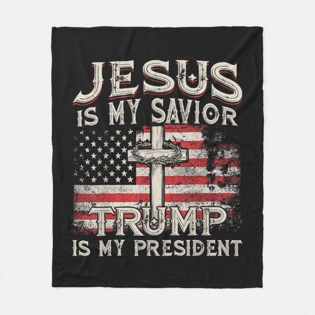 Jesus ist mein Retter Trump ist mein Präsident Ame Fleecedecke (Vorderseite)