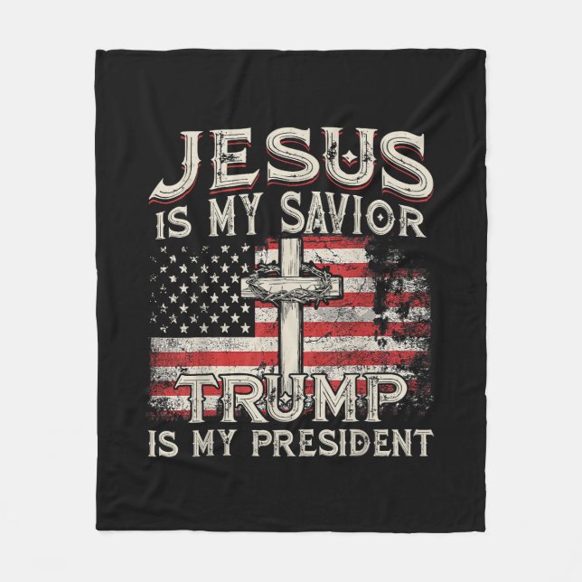 Jesus ist mein Retter Trump ist mein Präsident Ame Fleecedecke (Vorderseite)