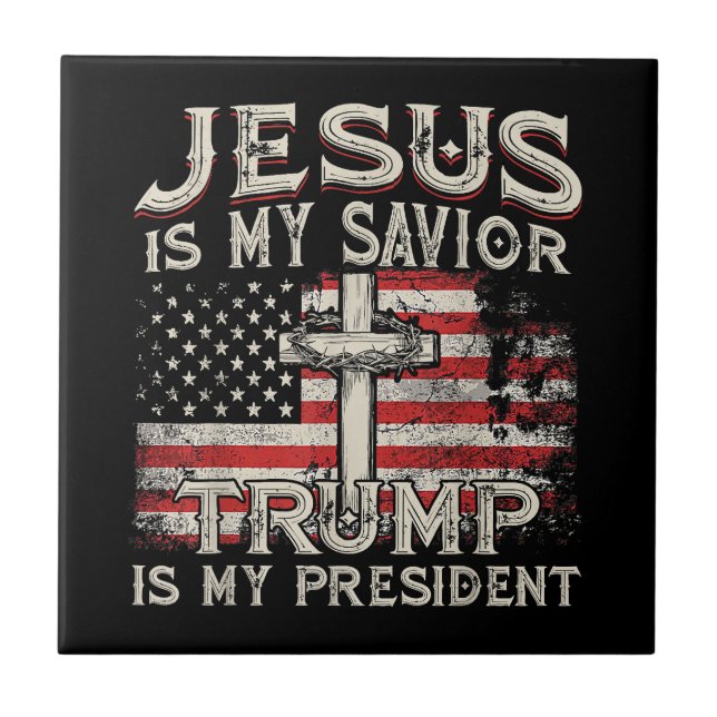 Jesus ist mein Retter Trump ist mein Präsident Ame Fliese (Vorderseite)