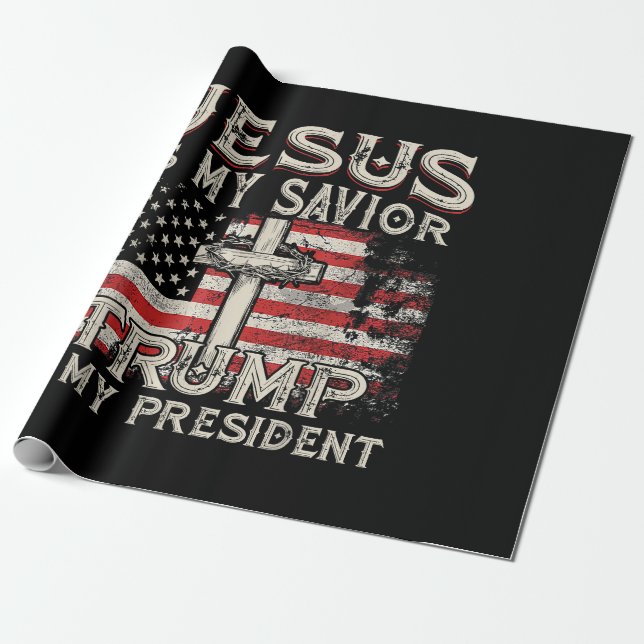 Jesus ist mein Retter Trump ist mein Präsident Ame Geschenkpapier (Ungerollt)