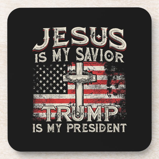 Jesus ist mein Retter Trump ist mein Präsident Ame Getränkeuntersetzer (Vorderseite)