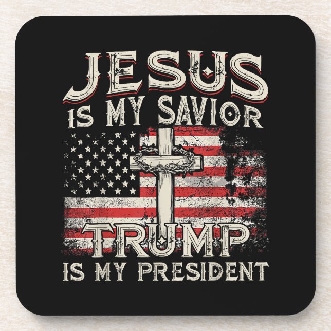 Jesus ist mein Retter Trump ist mein Präsident Ame Getränkeuntersetzer (Vorderseite)
