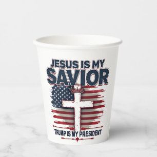 Jesus ist mein Retter Trump ist mein Präsident Fun Pappbecher