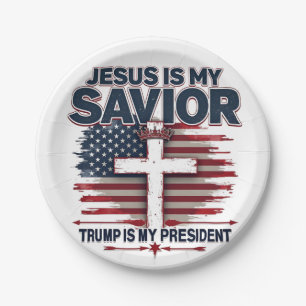 Jesus ist mein Retter Trump ist mein Präsident Fun Pappteller