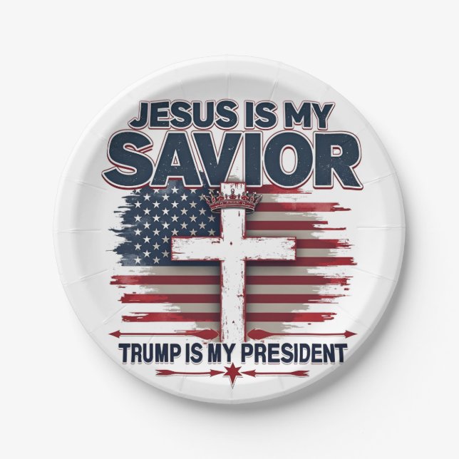 Jesus ist mein Retter Trump ist mein Präsident Fun Pappteller (Vorderseite)