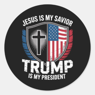 Jesus ist mein Retter Trump ist mein Präsident für Runder Aufkleber