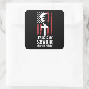 Jesus ist mein Retter Trump ist mein Präsident Tru Quadratischer Aufkleber