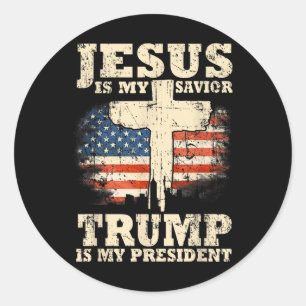 Jesus ist mein Retter Trump ist mein Präsident Tru Runder Aufkleber