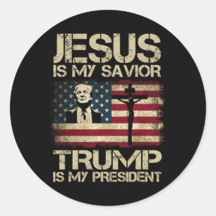 Jesus ist mein Retter Trump ist mein Präsident Tru Runder Aufkleber