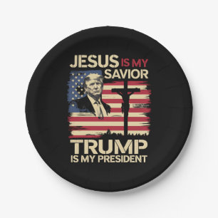 Jesus ist mein Retter Trump ist mein Präsident USA Pappteller