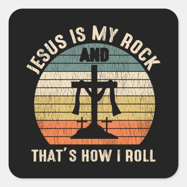 Jesus ist mein Rock Jesus Lover Christlicher Glaub Quadratischer Aufkleber (Vorderseite)