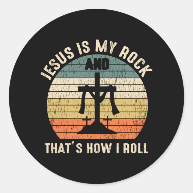 Jesus ist mein Rock Jesus Lover Christlicher Glaub Runder Aufkleber (Vorderseite)