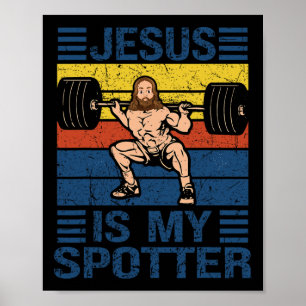 Jesus ist mein Spotter Christlich Gym Workout Weig Poster