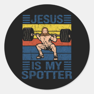 Jesus ist mein Spotter Christlich Gym Workout Weig Runder Aufkleber