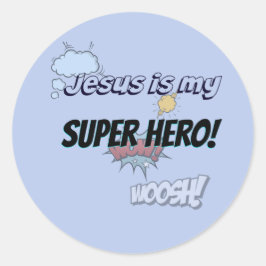 Jesus ist mein Super Held! Runder Aufkleber