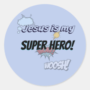 Jesus ist mein Super Held! Runder Aufkleber