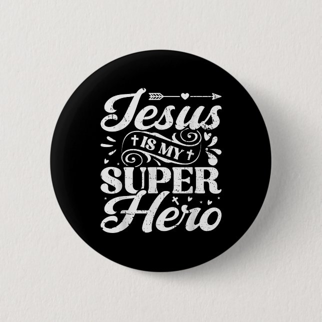 Jesus ist mein Superheld - Christlich religiös Button (Vorderseite)