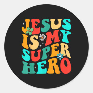 Jesus ist mein Superheld Christlicher religiöser T Runder Aufkleber