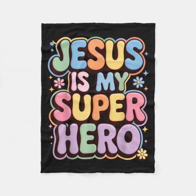 Jesus ist mein Superheld  Fleecedecke (Vorderseite)