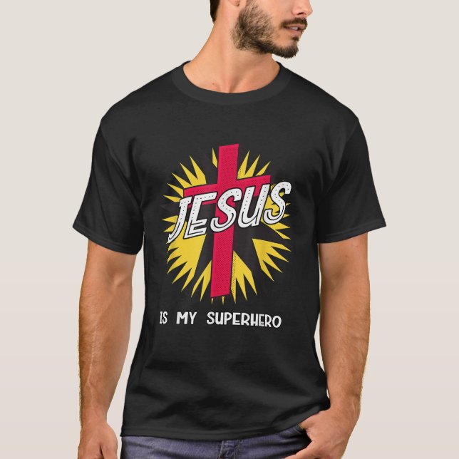 Jesus ist mein Superheld T-Shirt (Vorderseite)