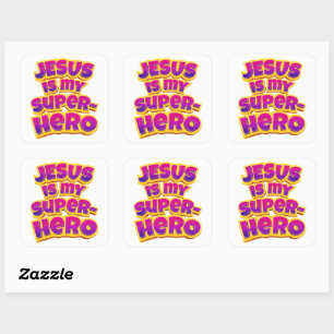 Jesus ist mein Superheld Women Girls Christlicher  Quadratischer Aufkleber