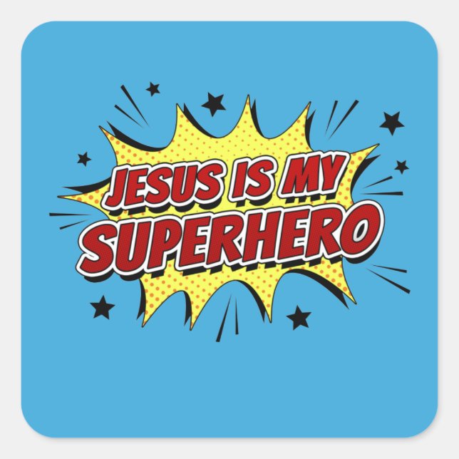 Jesus ist mein Superhelden und Christlicher Glaube Quadratischer Aufkleber (Vorderseite)