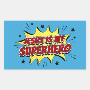 Jesus ist mein Superhelden und Christlicher Glaube Rechteckiger Aufkleber