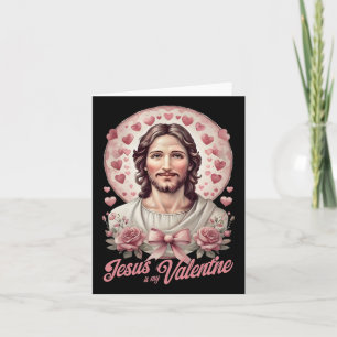 Jesus ist mein Valentinstag Coquette Bow Cross Fai Karte