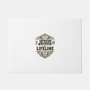 Jesus ist meine Lebenslinie Vintage-Christen-Shirt Fußmatte